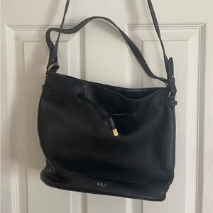 Ralph Lauren black leather bucket bag